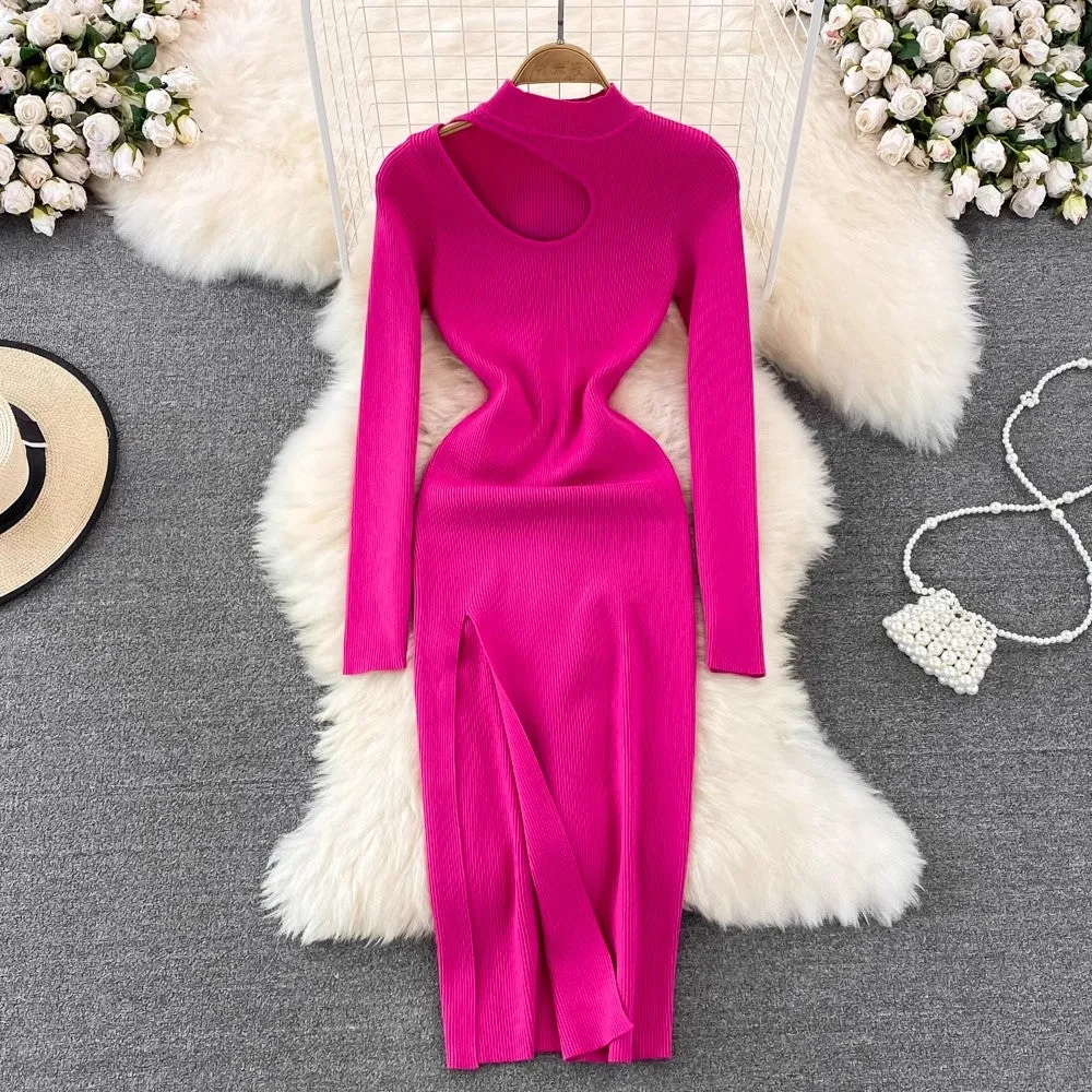 new sexy long-sleeved knitted dress for women    S4078