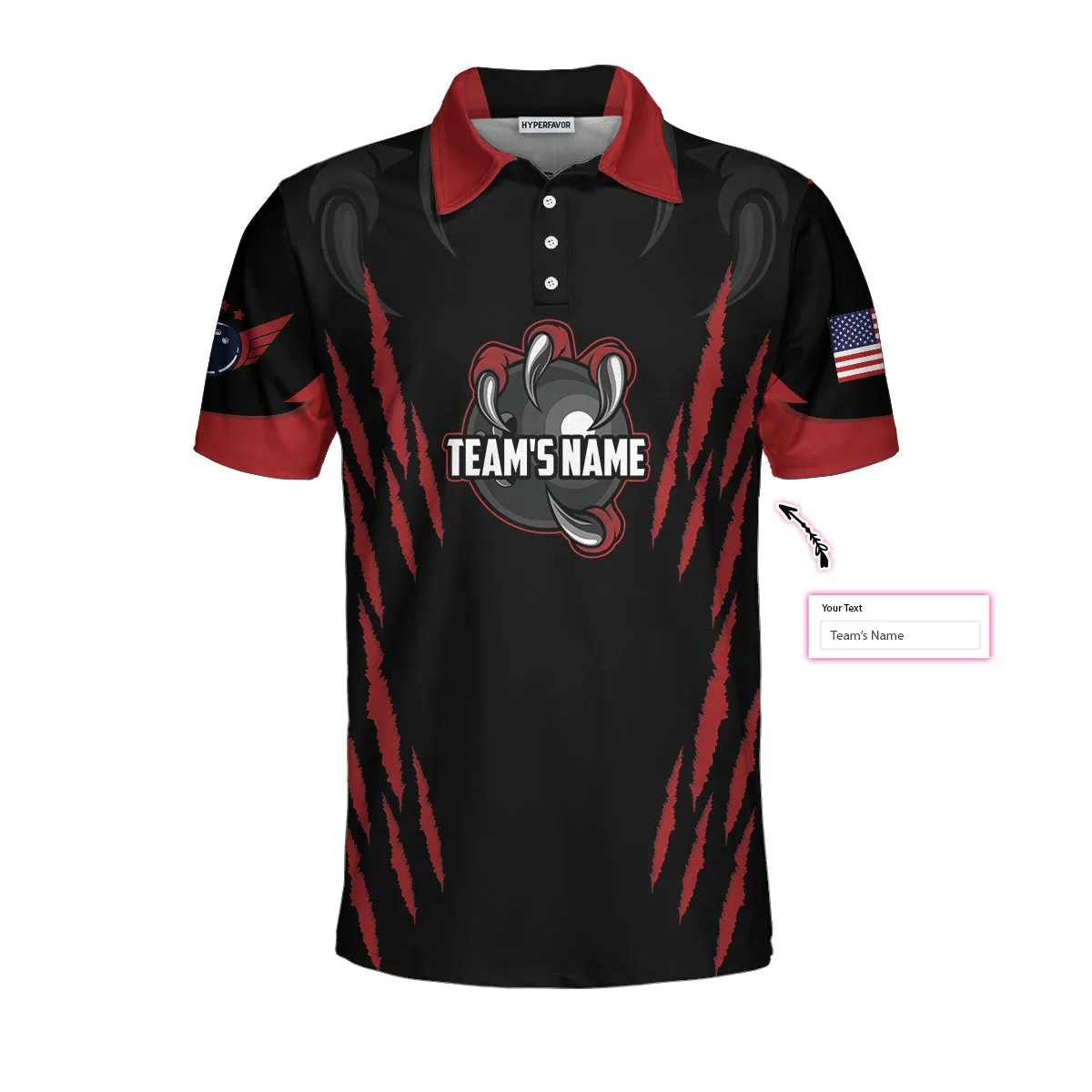 Personalized Bowling Team Monster Custom Polo Shirt, Black And Red Custom Bowling Polo, Customized Bowling Gift Coolspod