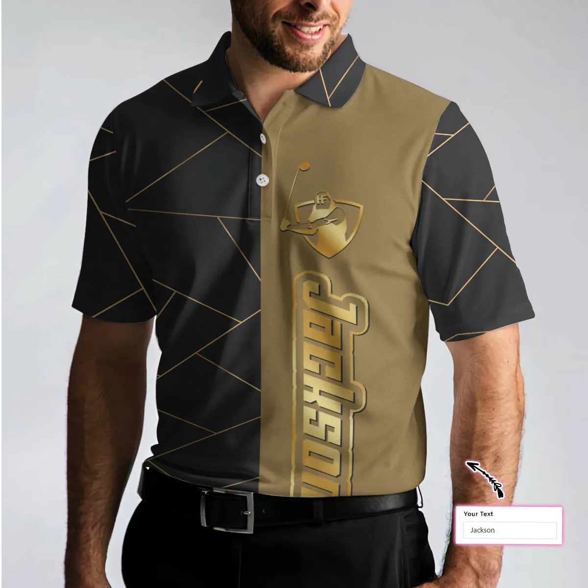 Personalized Golden Lines Golf Short Sleeve Custom Polo Shirt, Luxury Golf Shirt For Men Coolspod