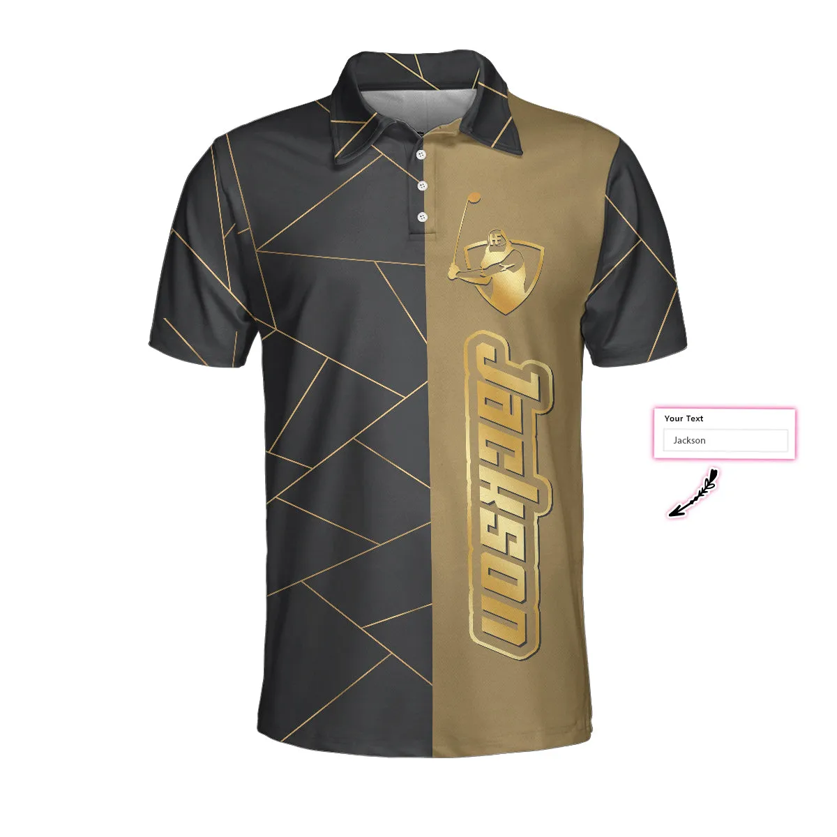 Personalized Golden Lines Golf Short Sleeve Custom Polo Shirt, Luxury Golf Shirt For Men Coolspod