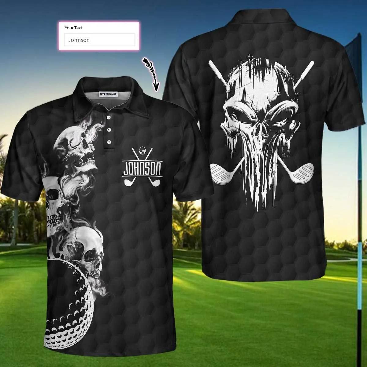 Personalized Golf Ball And Skulls Custom Polo Shirt, Custom Golf Shirt For Men Coolspod