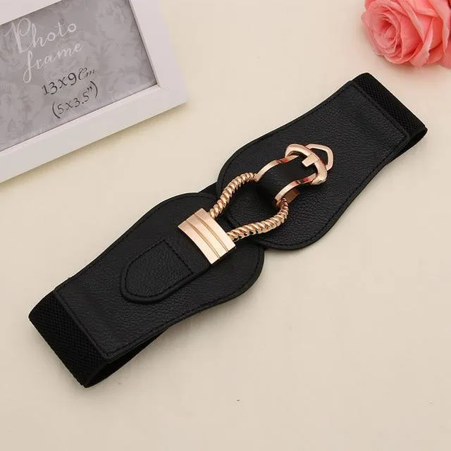 Pin buckle Leather Elastic Belt