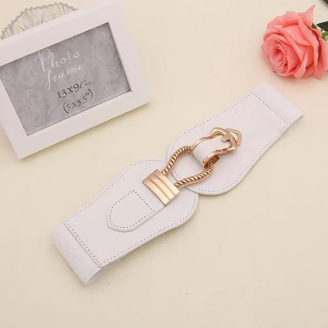 Pin buckle Leather Elastic Belt