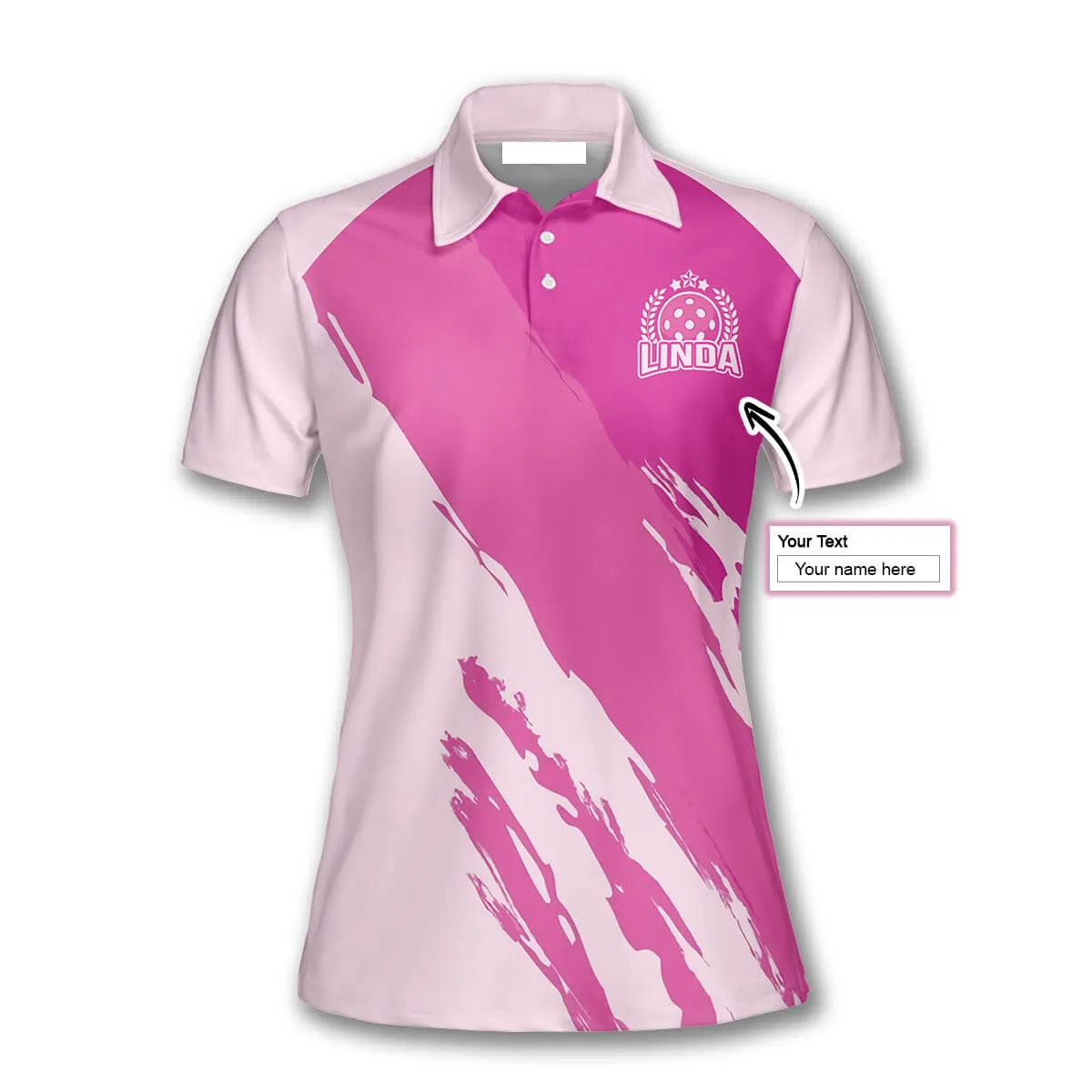 Pink Version Emblem Custom Pickleball Polo Shirts for Women