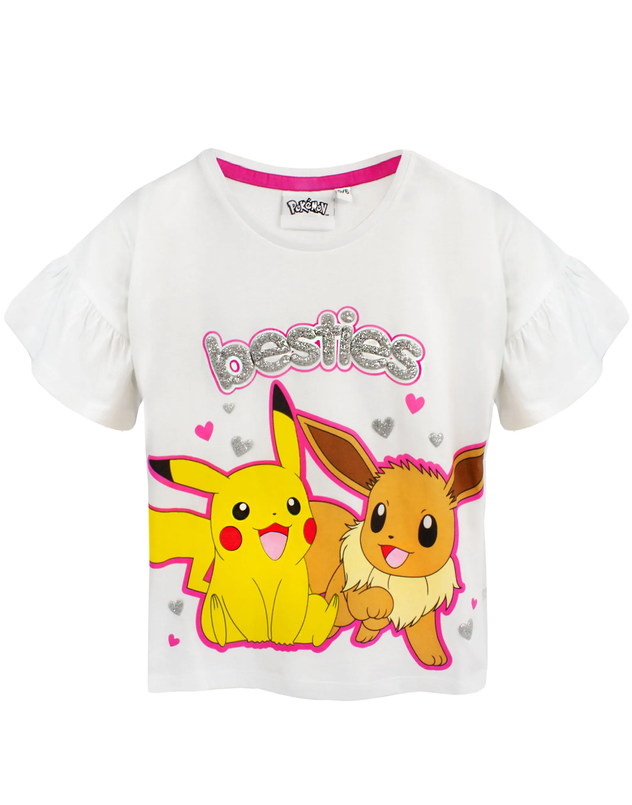 Pokemon Pikachu, Eeevee Unisex Kids White Short Sleeve Short Leg Pyjama Set