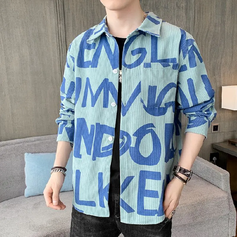 Print Lapel Casual Letter Long Sleeve Shirt