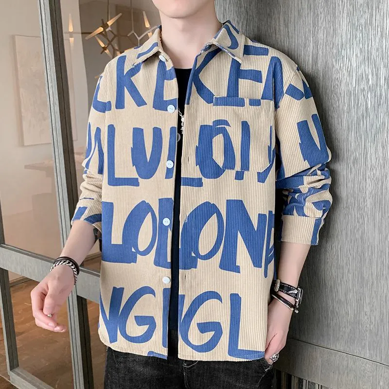 Print Lapel Casual Letter Long Sleeve Shirt