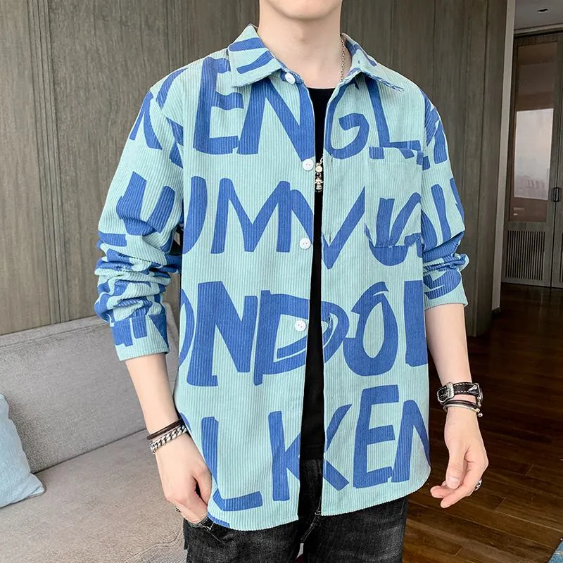 Print Lapel Casual Letter Long Sleeve Shirt