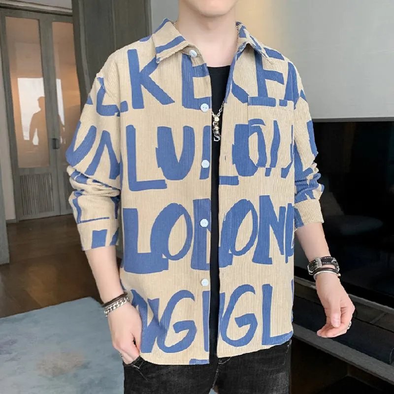 Print Lapel Casual Letter Long Sleeve Shirt