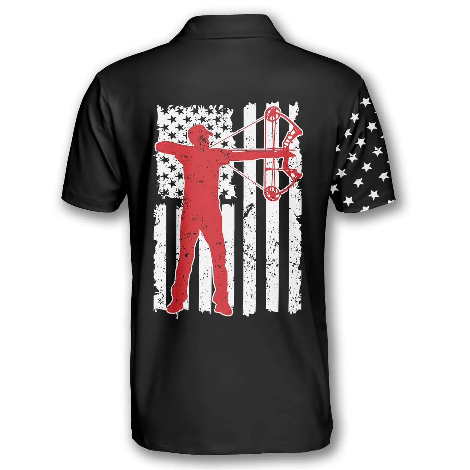 Punisher Skull American Flag American Custom Archery Polo Shirts for Men, Flag Shirt, Archery Shirt