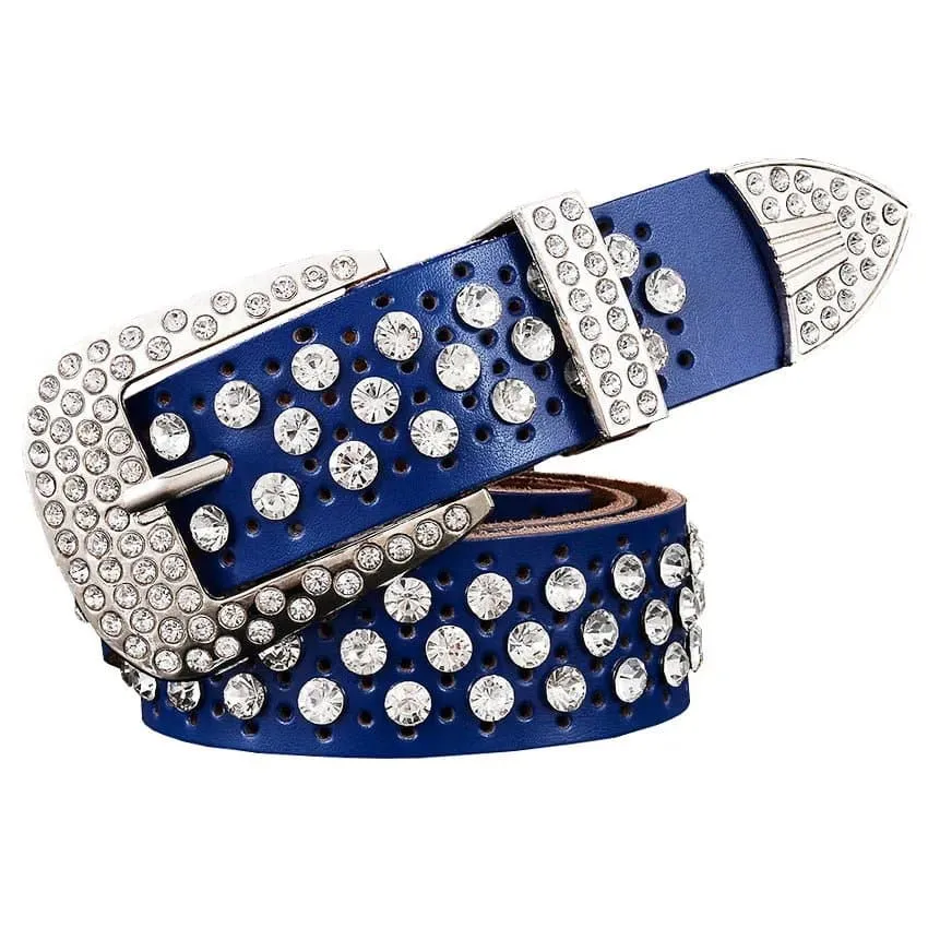 Rhinestone Leather Belts - Dazzling Rhinestone Design for a Glamorous Look