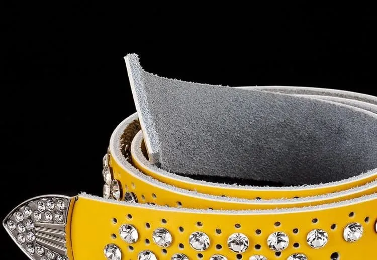 Rhinestone Leather Belts - Dazzling Rhinestone Design for a Glamorous Look