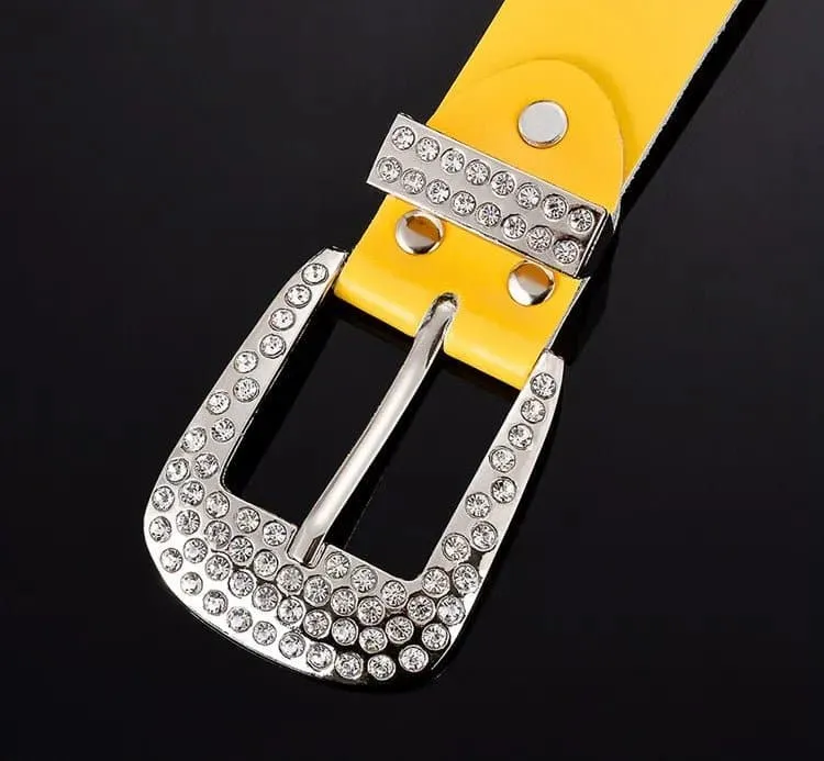 Rhinestone Leather Belts - Dazzling Rhinestone Design for a Glamorous Look