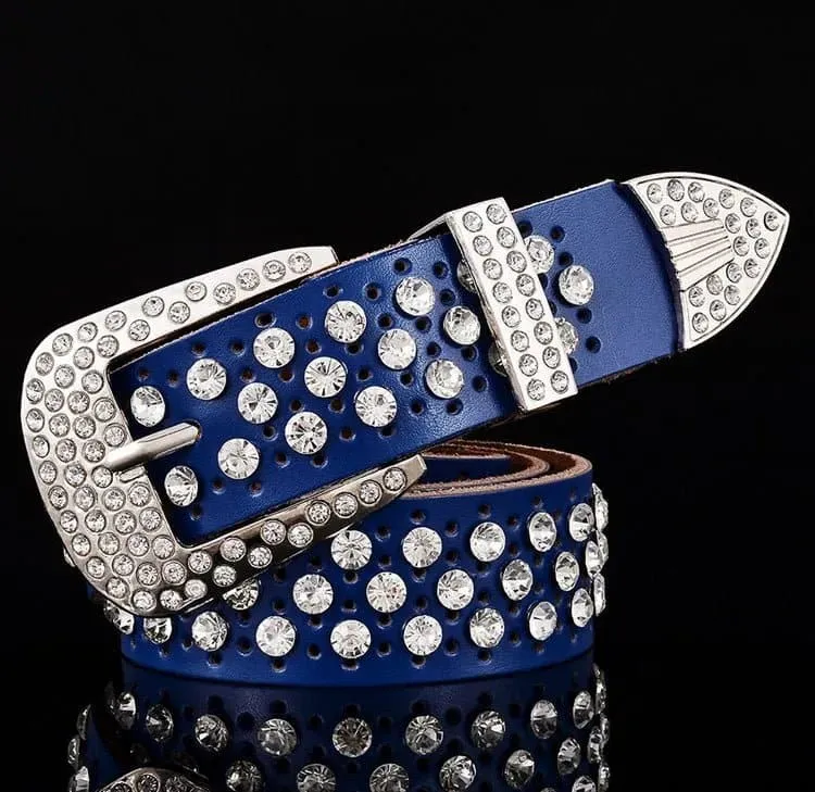 Rhinestone Leather Belts - Dazzling Rhinestone Design for a Glamorous Look