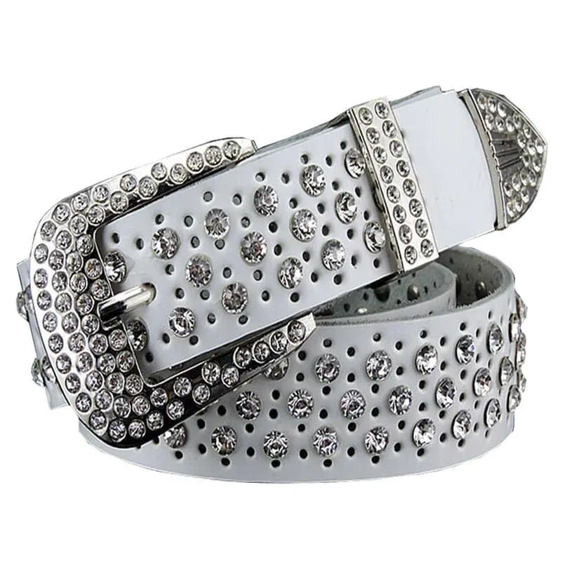 Rhinestone Leather Belts - Dazzling Rhinestone Design for a Glamorous Look