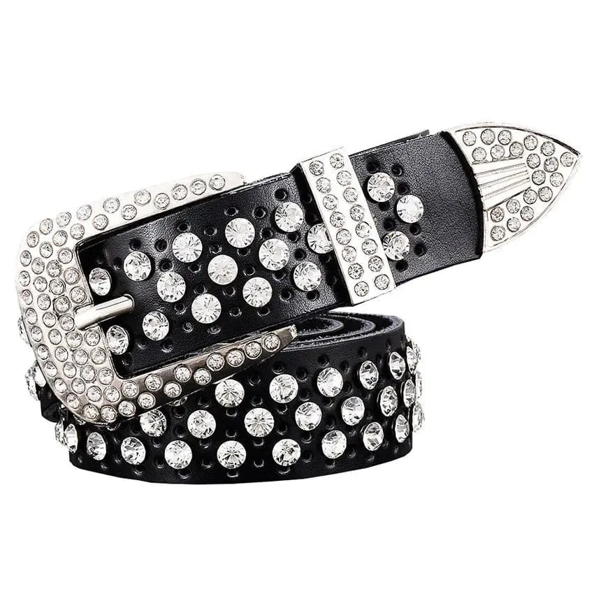 Rhinestone Leather Belts - Dazzling Rhinestone Design for a Glamorous Look