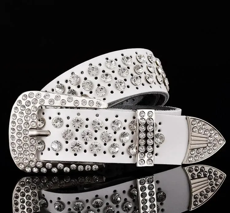 Rhinestone Leather Belts - Dazzling Rhinestone Design for a Glamorous Look