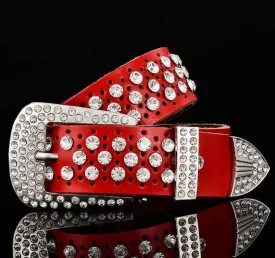 Rhinestone Leather Belts - Dazzling Rhinestone Design for a Glamorous Look