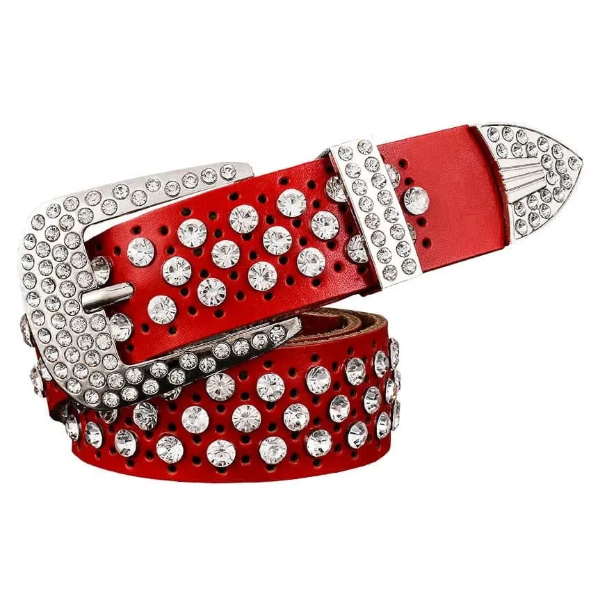 Rhinestone Leather Belts - Dazzling Rhinestone Design for a Glamorous Look