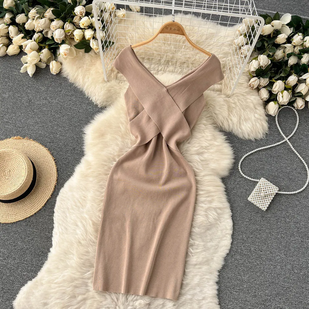 Sexy knitted short dress   S310