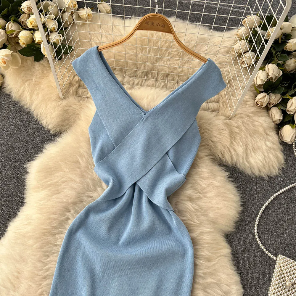 Sexy knitted short dress   S310