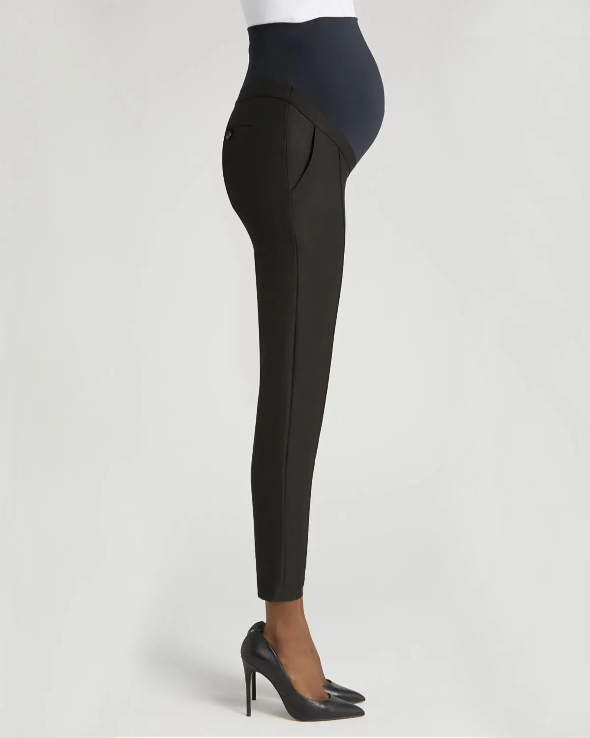 Slim Leg Maternity Work Pants in Black