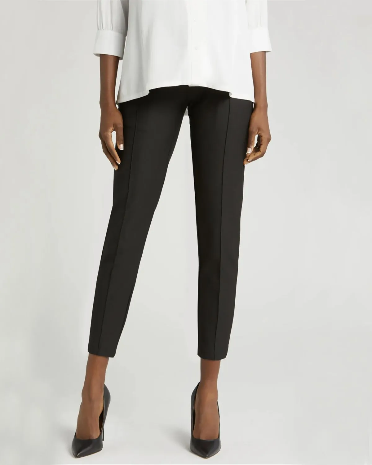 Slim Leg Maternity Work Pants in Black