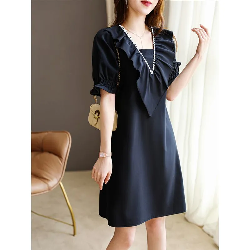 Slimming V-Neck Loose Fit Princess Blue Dress