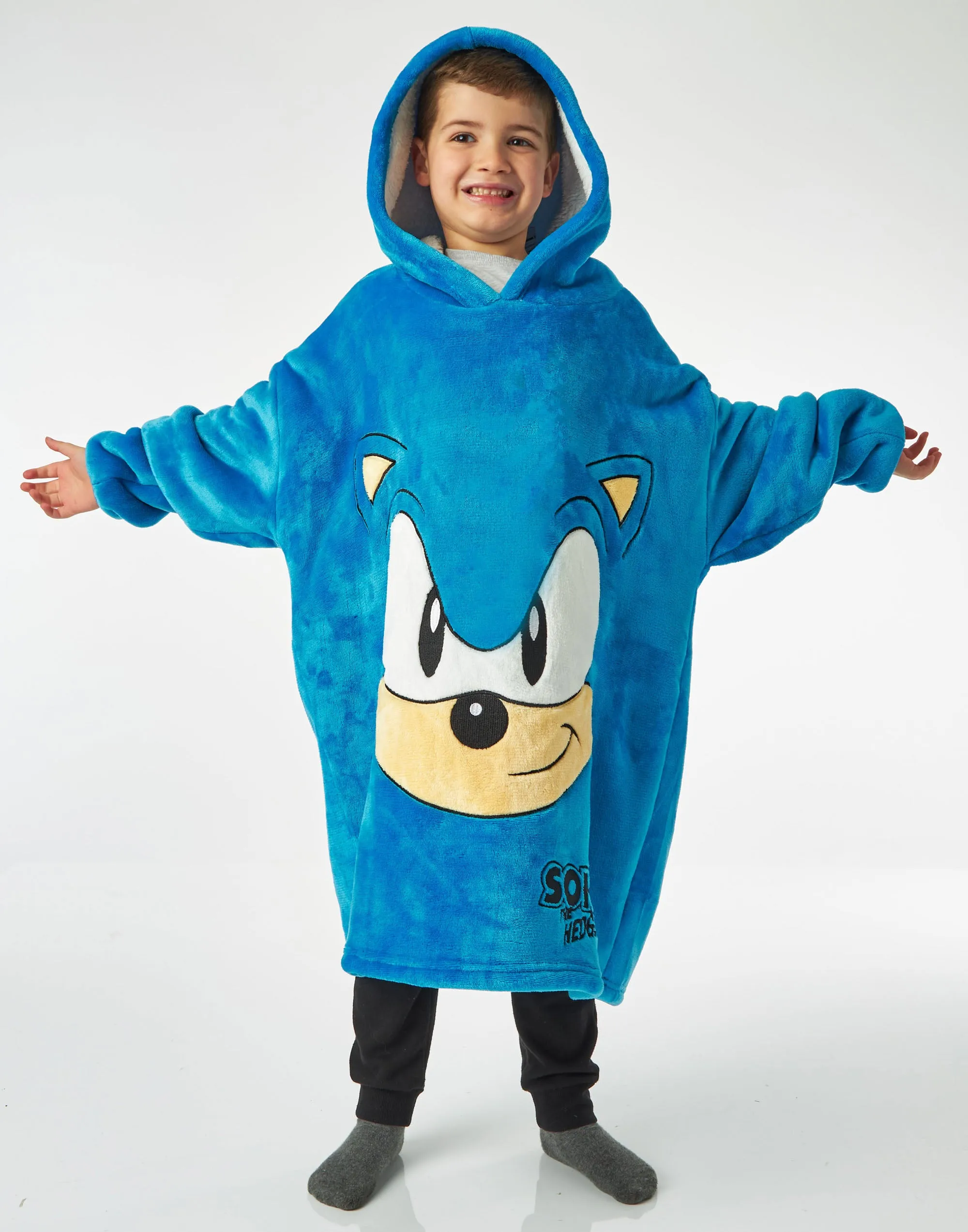 Sonic Boys Blue Fleece Hooded Blanket Hoodie