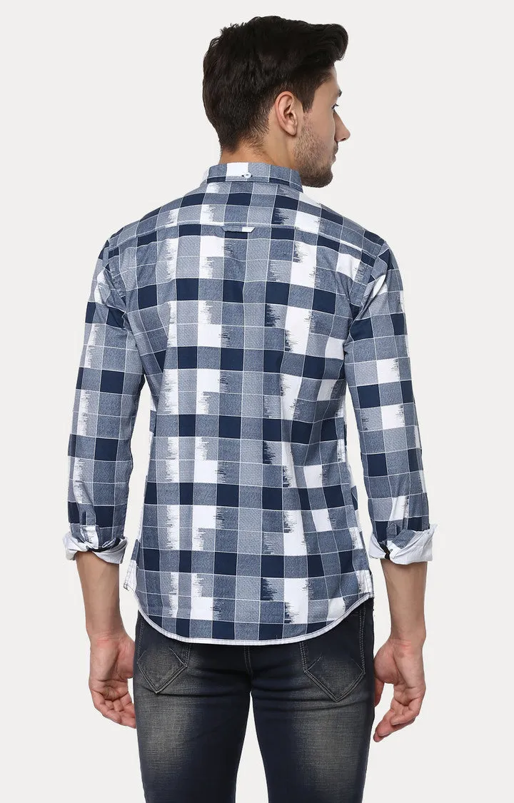 Spykar Men'S Blue Cotton Checked Casual Shirts