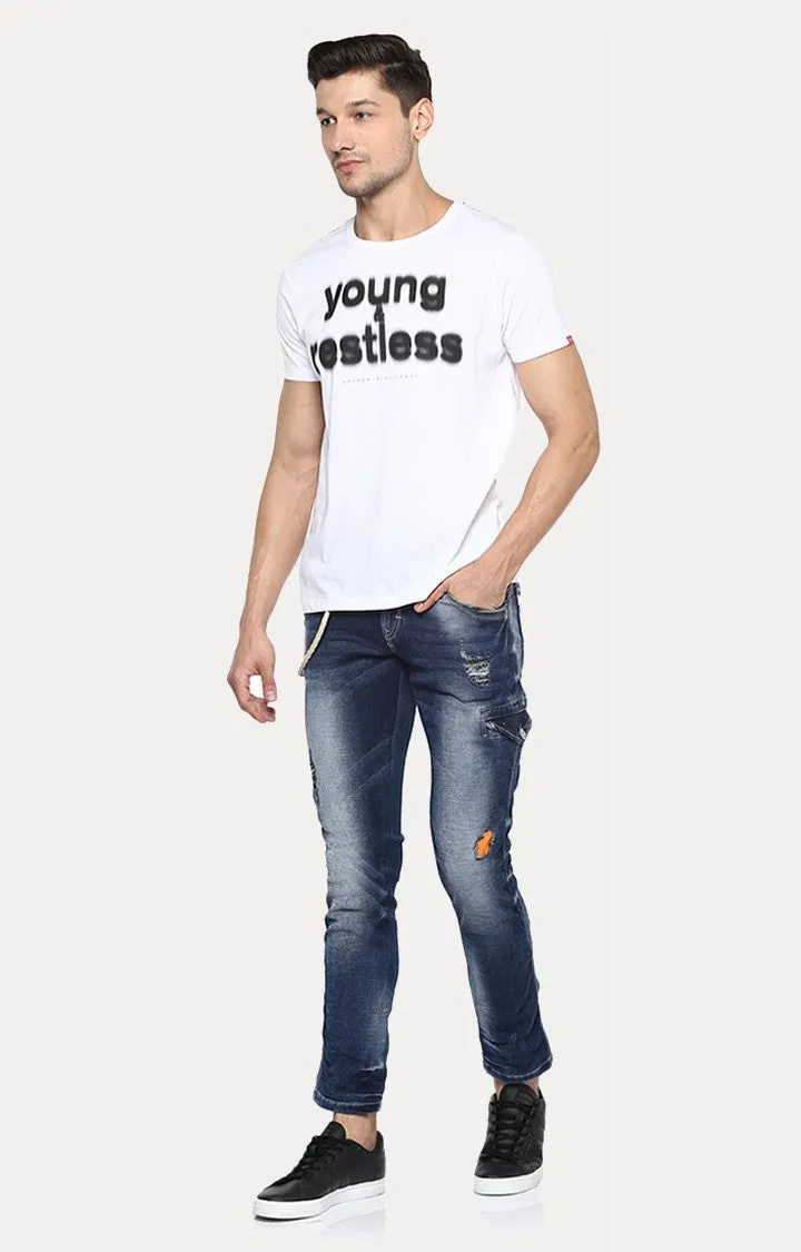 Spykar White Printed Slim Fit Men T-Shirts