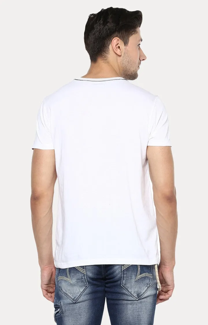 Spykar White Printed Slim Fit Men T-Shirts