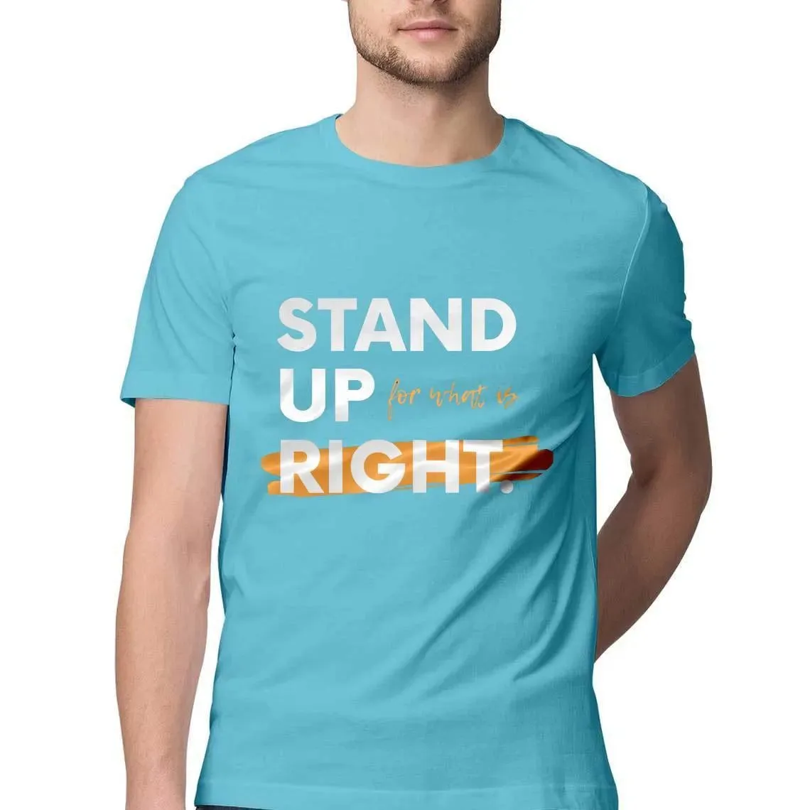 Stand Up Round Neck T-shirt for Men