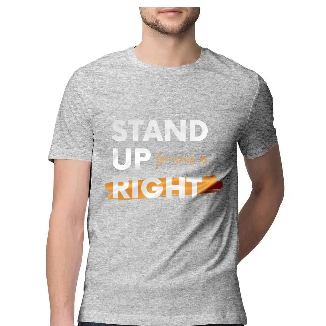 Stand Up Round Neck T-shirt for Men