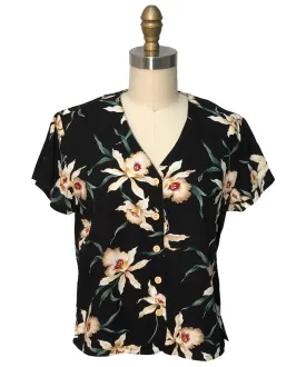 Star Orchid Black V-Neck Blouse