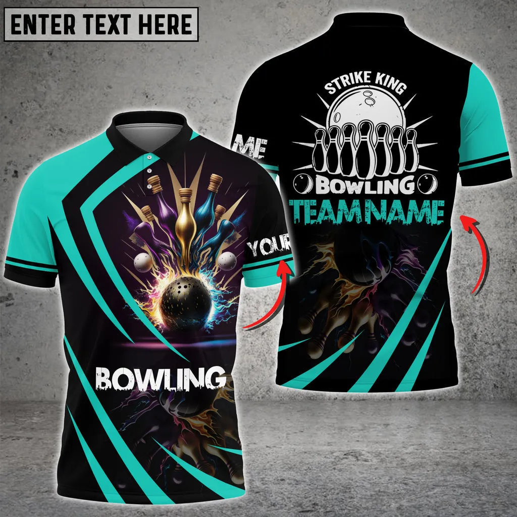 Strike King Bowling Multicolor Option Customized Name 3D Women Polo Shirt, Perfect Gift for Bowling Lovers