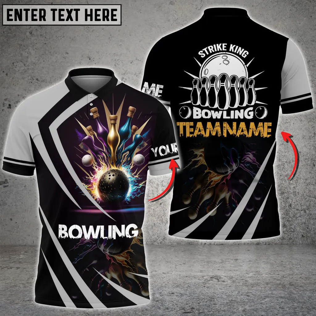 Strike King Bowling Multicolor Option Customized Name 3D Women Polo Shirt, Perfect Gift for Bowling Lovers