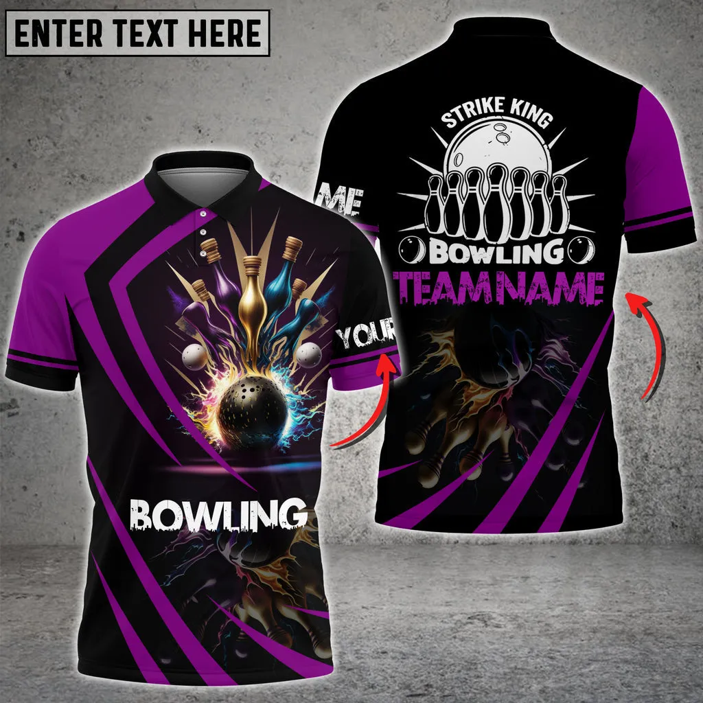 Strike King Bowling Multicolor Option Customized Name 3D Women Polo Shirt, Perfect Gift for Bowling Lovers