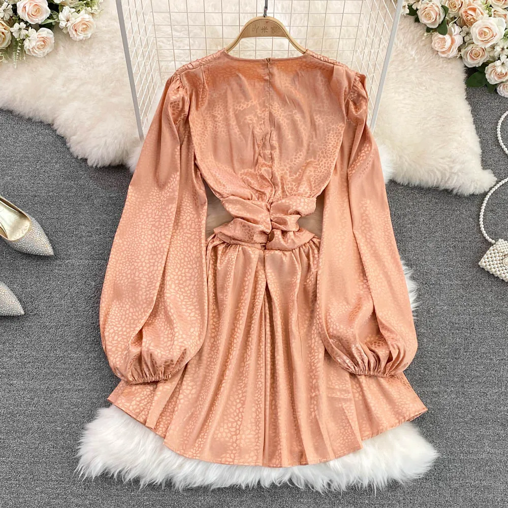 Stylish v neck long sleeve dress fashion dress    S183