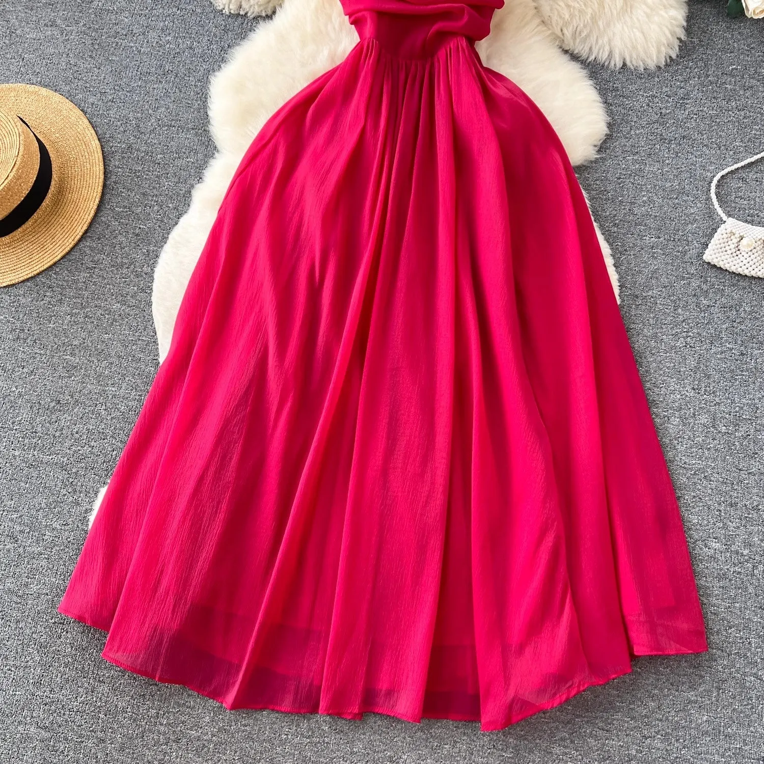 suspender dress for women pleated design long skirt     S4581