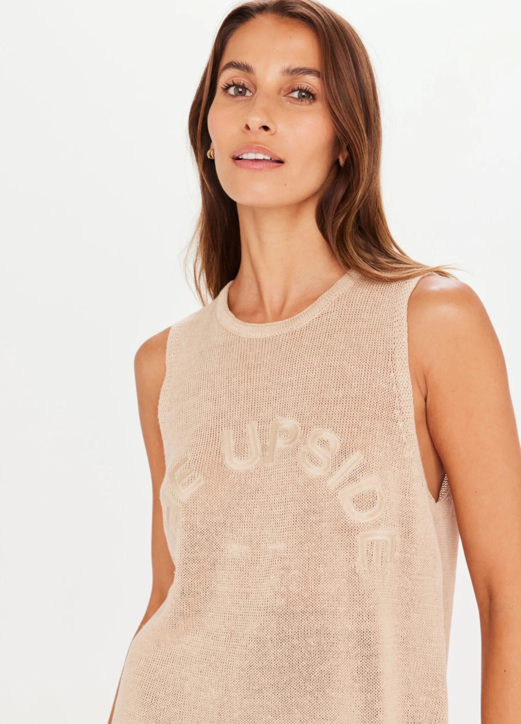 The Upside - Knitted Muscle Tank - Pebble