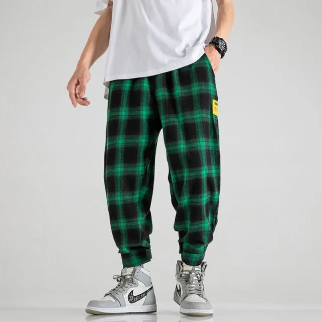 Trendy Plaid Streetwear Pants Men's New Comfortable Pant Summer Loose Comfortable Casual All-match Korean Joggers Trousers