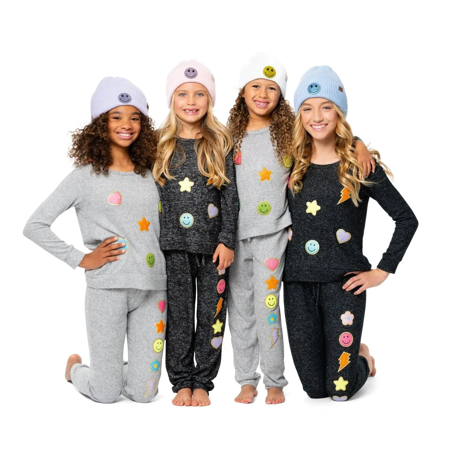 Tween Hats | Beanie with Rhinestone Smiley Face | Malibu Sugar