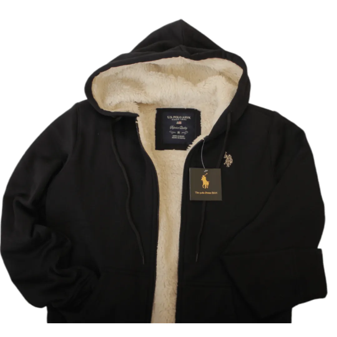 USPA Women Fur Jacket - Black (Slim Fit)