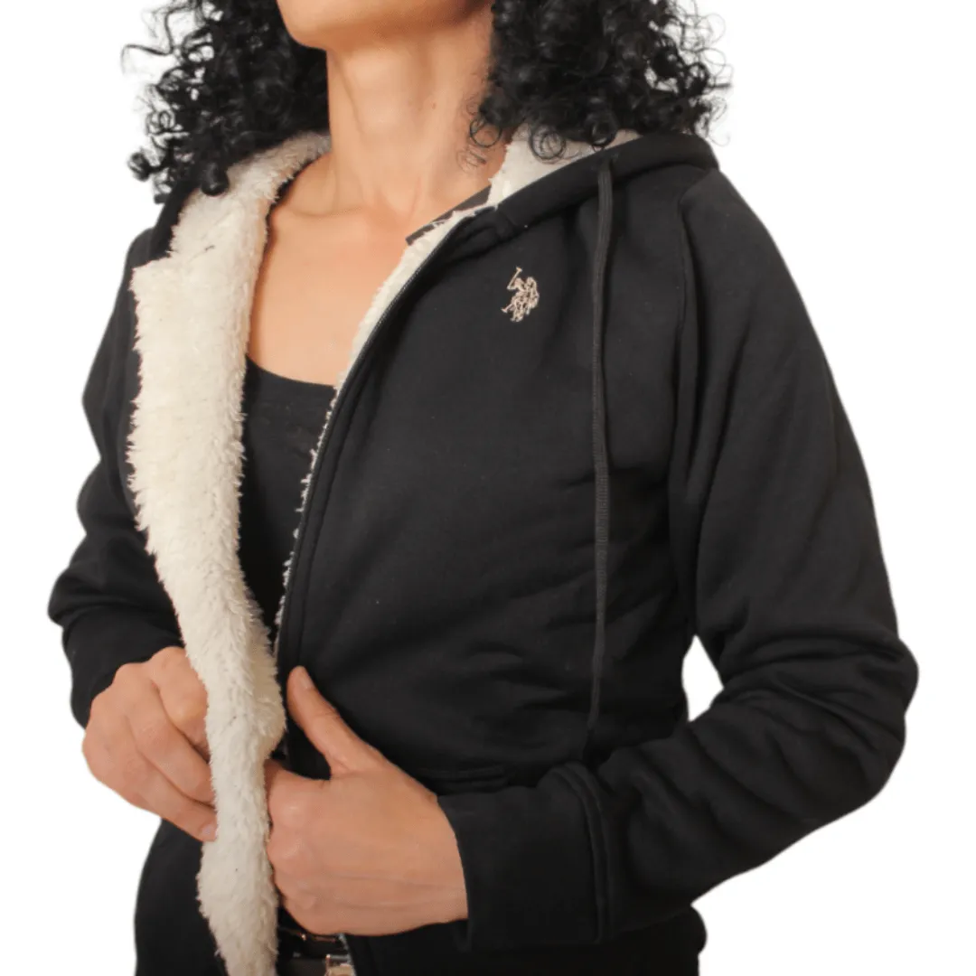 USPA Women Fur Jacket - Black (Slim Fit)