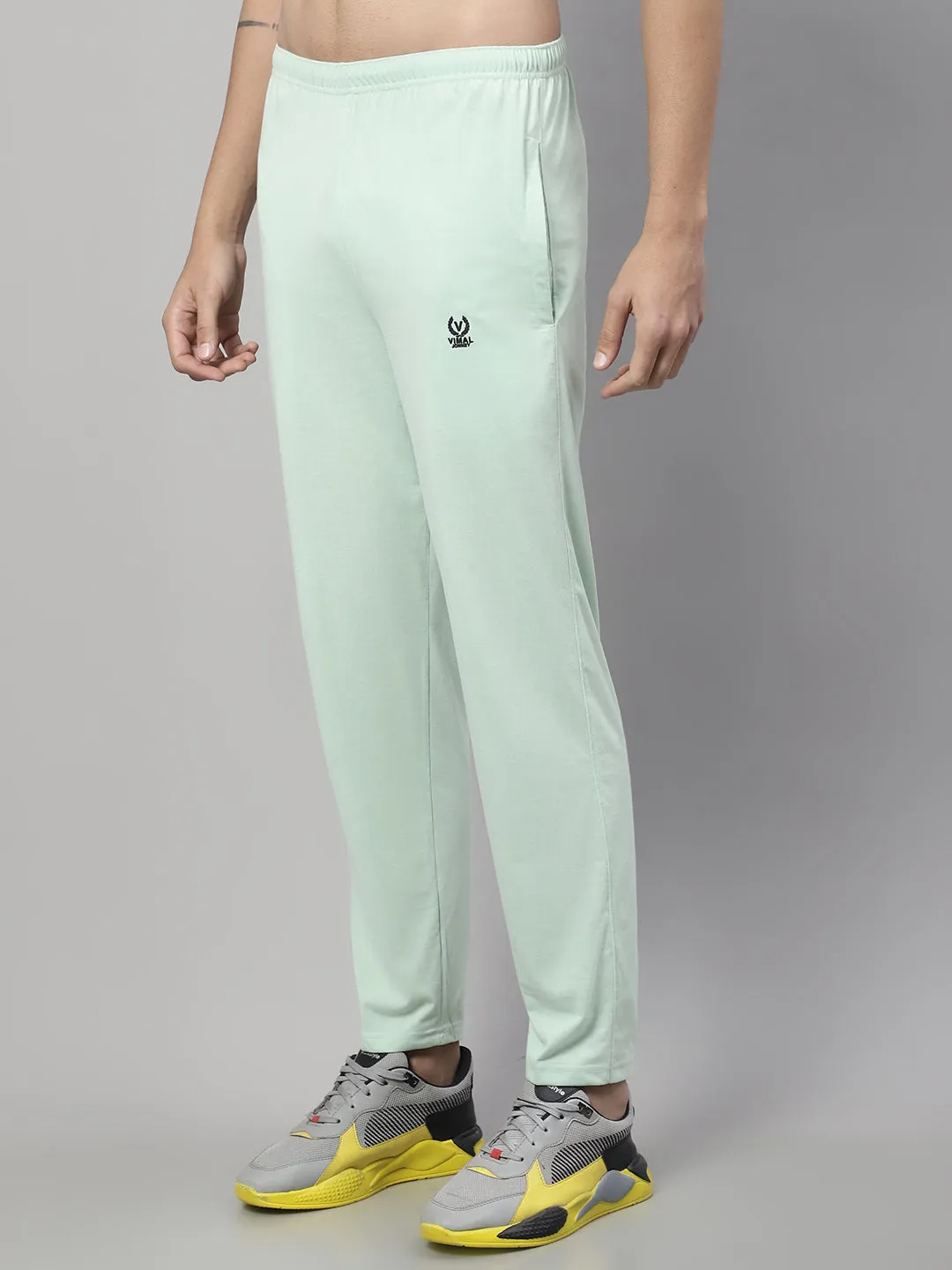 Vimal Jonney Light Green Regular fit Cotton Trackpant for Men