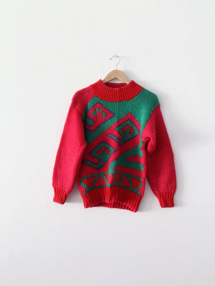 vintage 80s geometric sweater