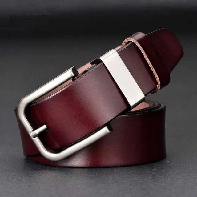 Vintage Designer Pin Buckle Genuine Leather Belt