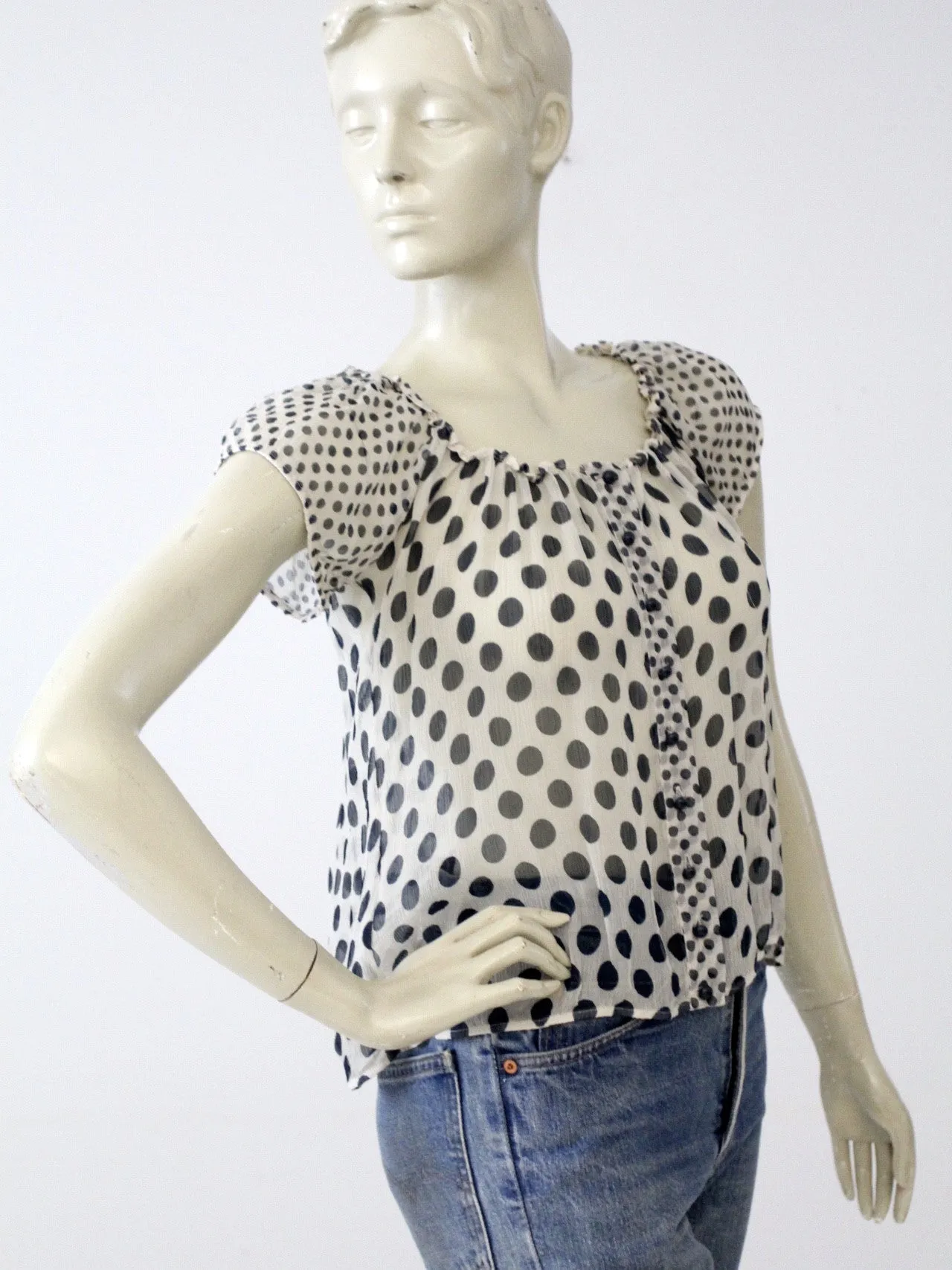 vintage sheer polka dot blouse