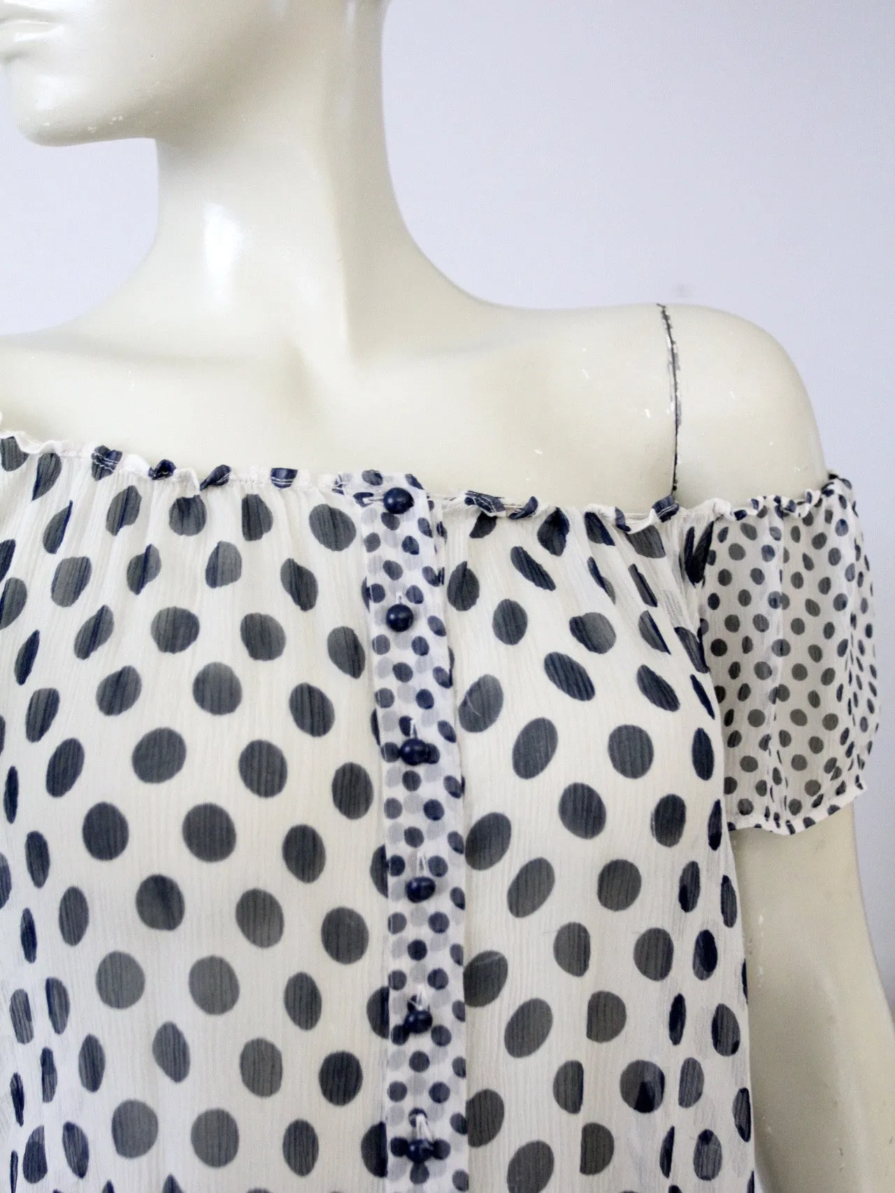 vintage sheer polka dot blouse